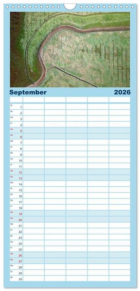 Produktbild: Familienplaner 2026 - neunziggrad I photoart: das wattenmeer von oben mit 5 Spalten (Wandkalender, 21 x 45 cm) CALVENDO