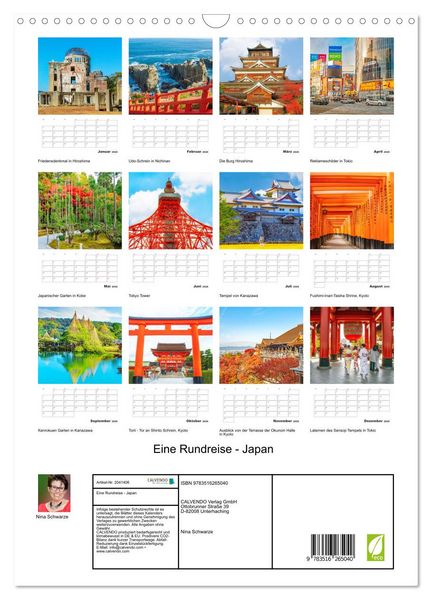 Produktbild: Eine Rundreise - Japan (Wandkalender 2026 DIN A3 hoch), CALVENDO Monatskalender