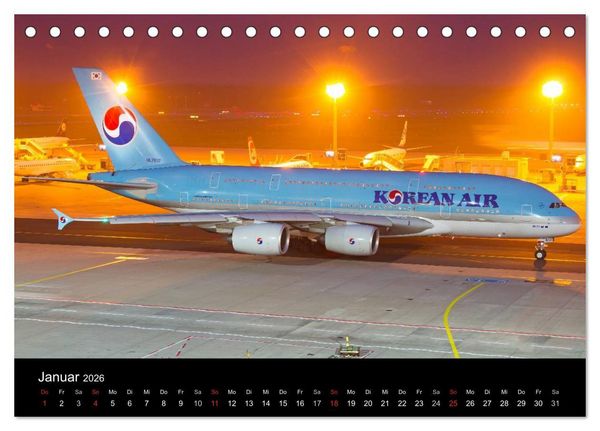 Produktbild: Flugzeuge bei Nacht (Tischkalender 2026 DIN A5 quer), CALVENDO Monatskalender