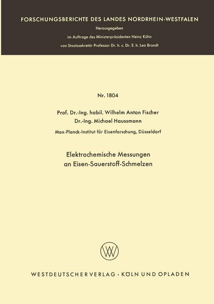 Produktbild: Elektrochemische Messungen an Eisen-Sauerstoff-Schmelzen