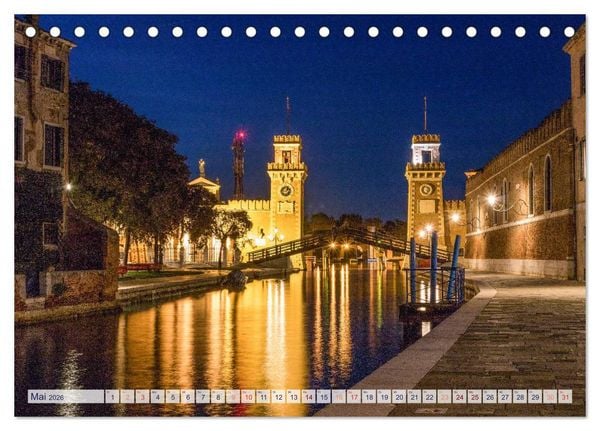 Produktbild: Stilles Venedig wenn es Nacht wird (Tischkalender 2026 DIN A5 quer), CALVENDO Monatskalender