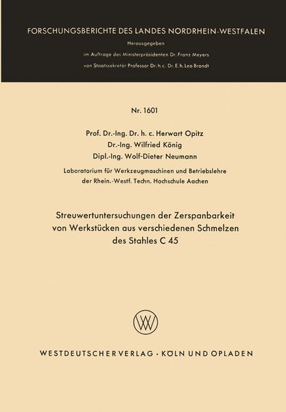 Produktbild: Streuwertuntersuchungen der Zerspanbarkeit von Werkst&uuml;cken aus verschiedenen Schmelzen des Stahles C 45