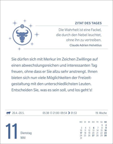 Produktbild: Stier Sternzeichenkalender 2027 - Tagesabrei&szlig;kalender - Ihr Horoskop f&uuml;r jeden Tag