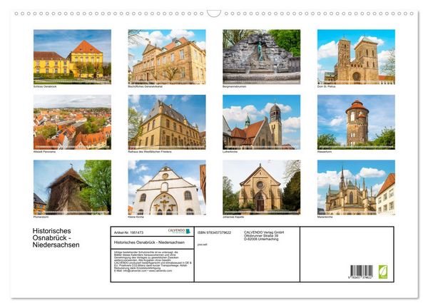 Produktbild: Historisches Osnabr&uuml;ck - Niedersachsen (Wandkalender 2026 DIN A2 quer), CALVENDO Monatskalender