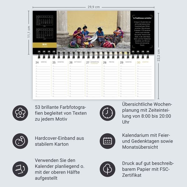 Produktbild: Eine Reise um die Welt Premium-Tischplaner 2027 - Wochenkalender mit 53 Fotografien