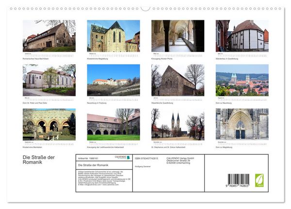 Produktbild: Die Stra&szlig;e der Romanik (hochwertiger Premium Wandkalender 2026 DIN A2 quer), Kunstdruck in Hochglanz