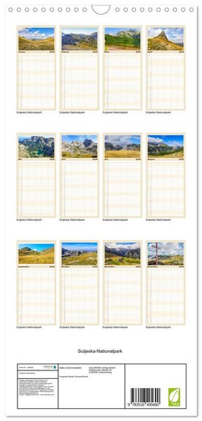 Produktbild: Familienplaner 2026 - Sutjeska-Nationalpark mit 5 Spalten (Wandkalender, 21 x 45 cm) CALVENDO