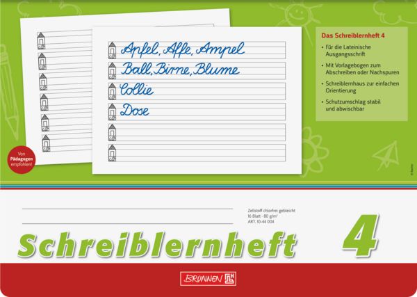 Produktbild: Brunnen Schreiblernheft A4quer Nr.4