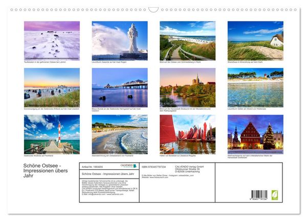 Produktbild: Sch&ouml;ne Ostsee - Impressionen &uuml;bers Jahr (Wandkalender 2026 DIN A2 quer), CALVENDO Monatskalender