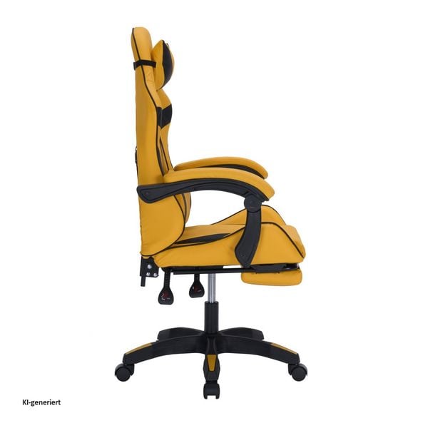 Produktbild: HTI-Living Ergonomischer Gaming Stuhl mit Fu&szlig;st&uuml;tze Racing-Design in Gelb-Schwarz