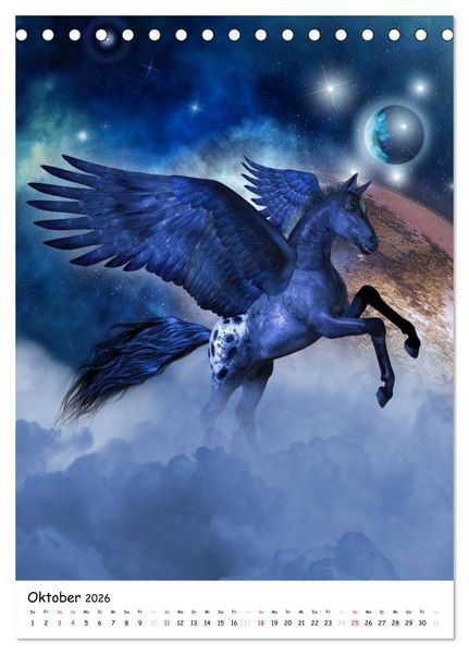 Produktbild: Einhorn und Pegasus (Tischkalender 2026 DIN A5 hoch), CALVENDO Monatskalender