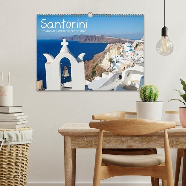 Produktbild: Santorini - Strahlendes Wei&szlig; an der Caldera (Wandkalender 2026 DIN A3 quer), CALVENDO Monatskalender