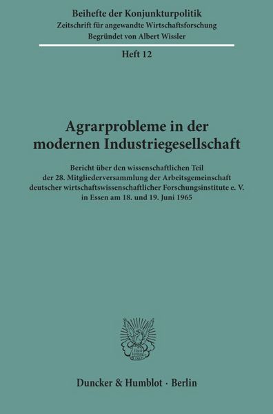 Produktbild: Agrarprobleme in der modernen Industriegesellschaft.