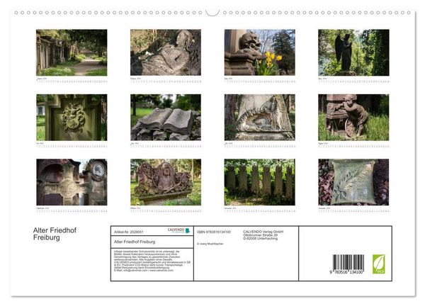 Produktbild: Alter Friedhof Freiburg (hochwertiger Premium Wandkalender 2026 DIN A2 quer), Kunstdruck in Hochglanz