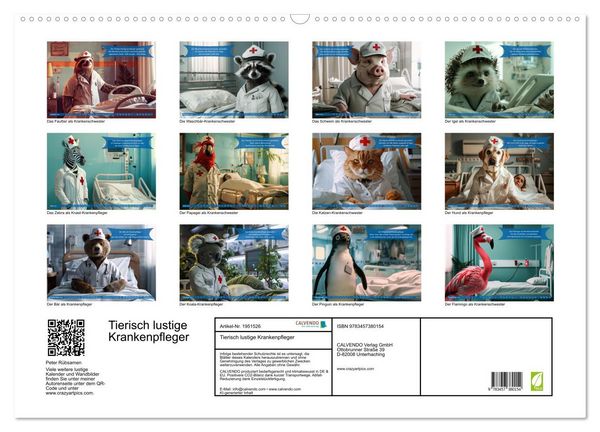 Produktbild: Tierisch lustige Krankenpfleger (Wandkalender 2026 DIN A2 quer), CALVENDO Monatskalender