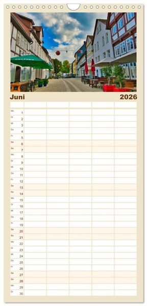 Produktbild: Familienplaner 2026 - Streifzug durch das Weserbergland mit 5 Spalten (Wandkalender, 21 x 45 cm) CALVENDO