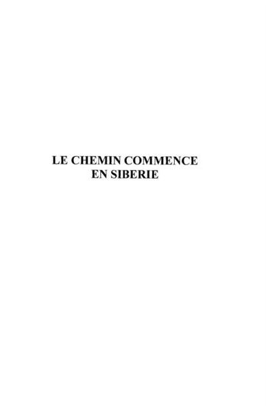 Produktbild: Chemin commence en siberie