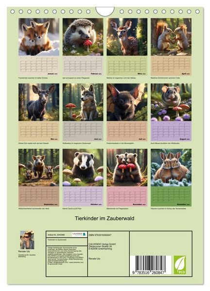 Produktbild: Tierkinder im Zauberwald (Wandkalender 2026 DIN A4 hoch), CALVENDO Monatskalender