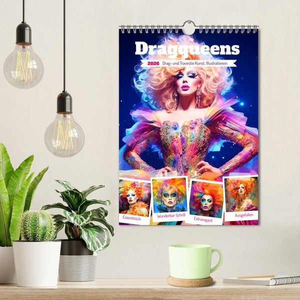 Produktbild: Dragqueens. Drag- und Travestie Kunst. Illustrationen (Wandkalender 2026 DIN A4 hoch), CALVENDO Monatskalender