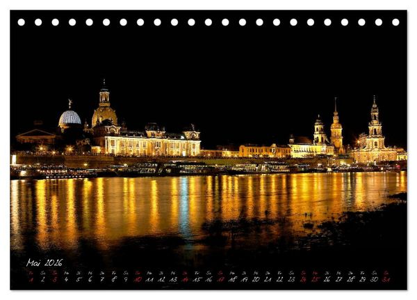 Produktbild: Nachts in Dresden (Tischkalender 2026 DIN A5 quer), CALVENDO Monatskalender