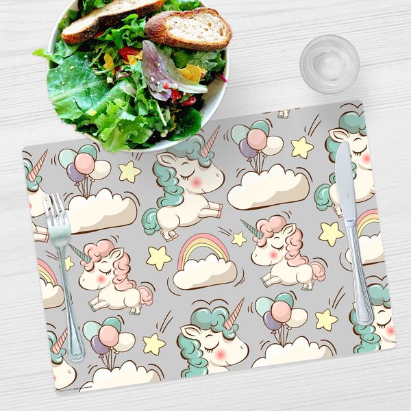 Produktbild: Tischsetmacher Tischset f&uuml;r Kinder S&uuml;&szlig;e Einh&ouml;rner, aus hochwertigem Vinyl , 44 x 32 cm