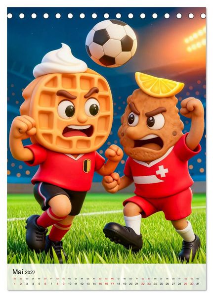 Produktbild: Food‑Fu&szlig;baller - Lustiger kulinarischer Fu&szlig;ballspa&szlig; (Tischkalender 2027 DIN A5 hoch), CALVENDO Monatskalender