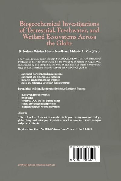 Produktbild: Biogeochemical Investigations of Terrestrial, Freshwater, and Wetland Ecosystems across the Globe