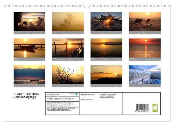 Produktbild: PLANET USEDOM Sonnenaufg&auml;nge (Wandkalender 2026 DIN A3 quer), CALVENDO Monatskalender