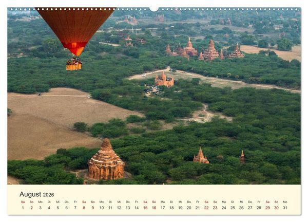 Produktbild: Bagan - Pagode im Wald (hochwertiger Premium Wandkalender 2026 DIN A2 quer), Kunstdruck in Hochglanz