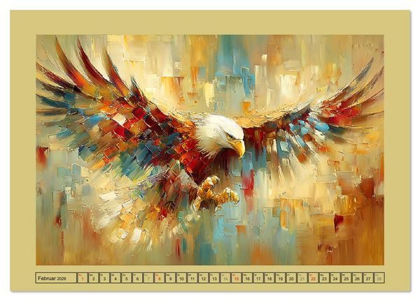 Produktbild: Majest&auml;ten der L&uuml;fte. Raubv&ouml;gel zwischen Himmel und Kunst (Tischkalender 2026 DIN A5 quer), CALVENDO Monatskalender