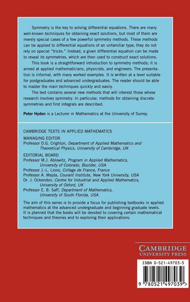 Produktbild: Symmetry Methods for Differential Equations