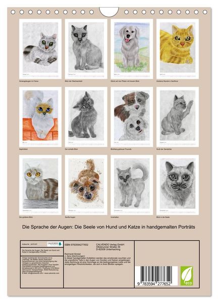 Produktbild: Die Sprache der Augen: Die Seele von Hund und Katze in handgemalten Portr&auml;ts (Wandkalender 2027 DIN A4 hoch), CALVENDO Monatskalender