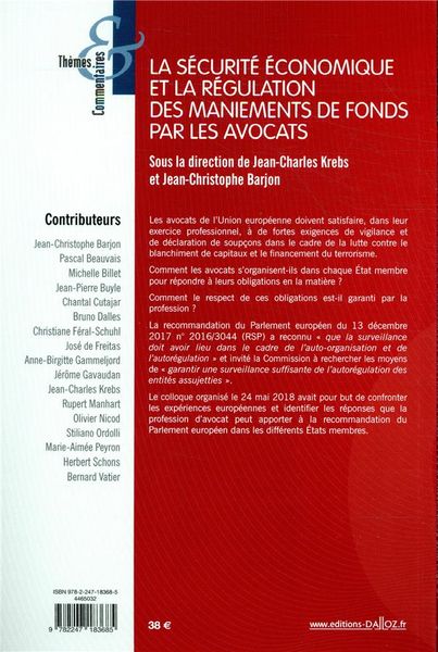 Produktbild: La Securite Economique et la Regulation des Maniements de Fonds Par