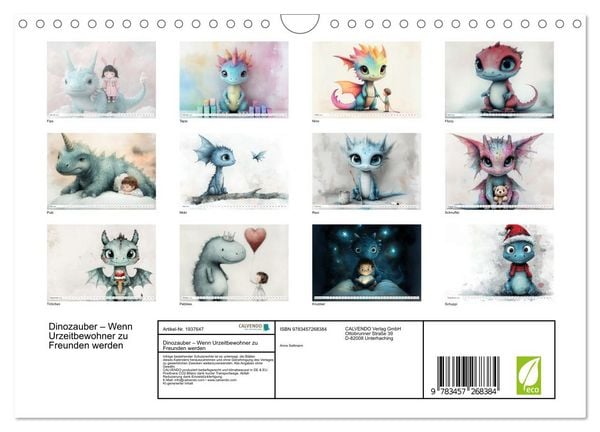 Produktbild: Dinozauber &ndash; Wenn Urzeitbewohner zu Freunden werden (Wandkalender 2026 DIN A4 quer), CALVENDO Monatskalender