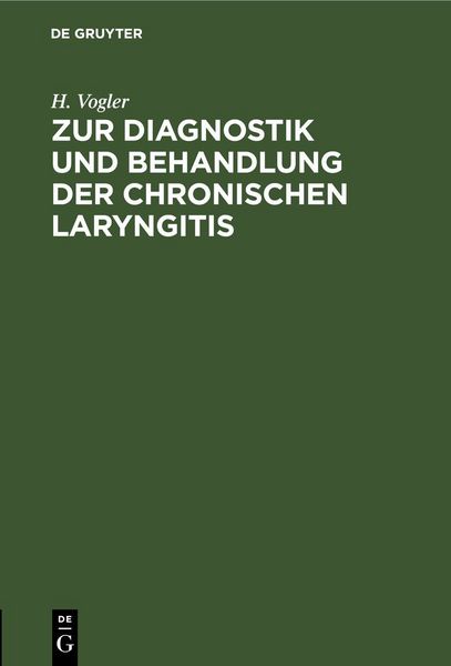 Produktbild: Zur Diagnostik und Behandlung der chronischen Laryngitis