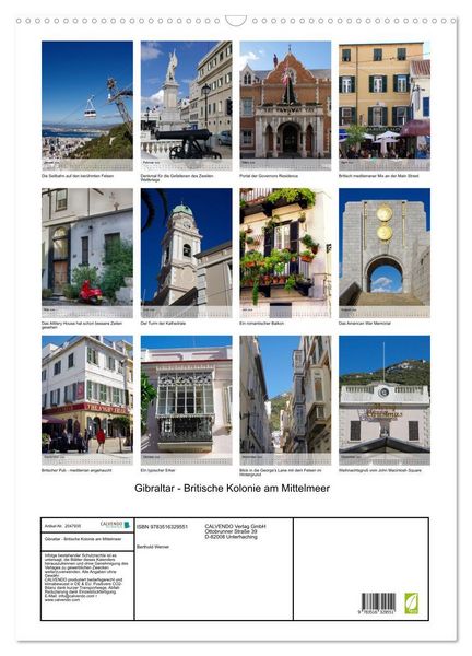 Produktbild: Gibraltar - Britische Kolonie am Mittelmeer (Wandkalender 2026 DIN A2 hoch), CALVENDO Monatskalender