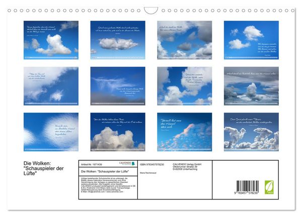 Produktbild: Die Wolken: "Schauspieler der L&uuml;fte" (Wandkalender 2026 DIN A3 quer), CALVENDO Monatskalender