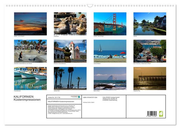 Produktbild: KALIFORNIEN K&uuml;stenimpressionen (Wandkalender 2026 DIN A2 quer), CALVENDO Monatskalender