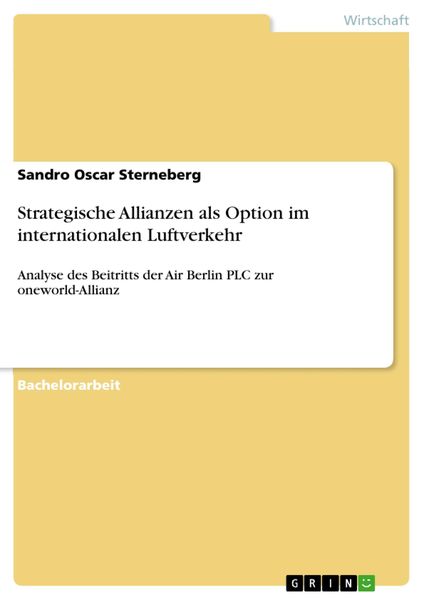 Produktbild: Strategische Allianzen als Option im internationalen Luftverkehr