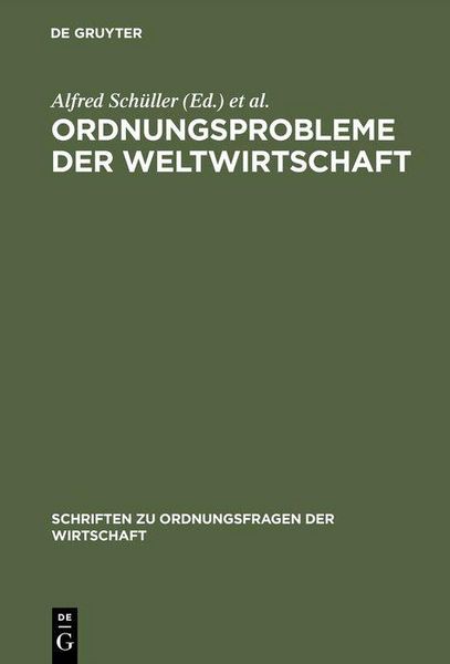 Produktbild: Ordnungsprobleme der Weltwirtschaft