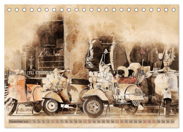 Produktbild: Mototrroller - Vesparade (Tischkalender 2026 DIN A5 quer), CALVENDO Monatskalender