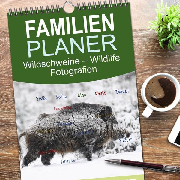 Produktbild: Familienplaner 2026 - Wildschweine &ndash; Wildlife Fotografien mit 5 Spalten (Wandkalender, 21 x 45 cm) CALVENDO