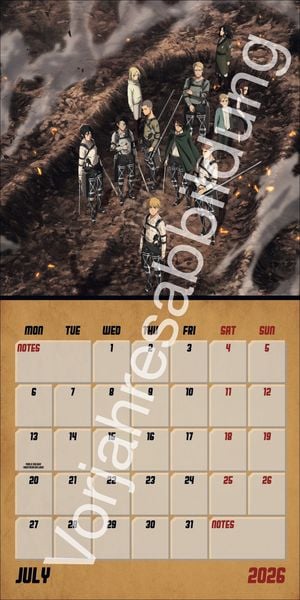 Produktbild: Attack on Titan Broschurkalender 2027