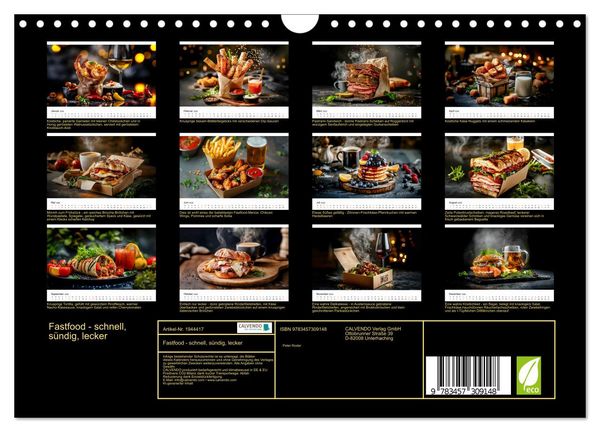 Produktbild: Fastfood - schnell, s&uuml;ndig, lecker (Wandkalender 2026 DIN A4 quer), CALVENDO Monatskalender