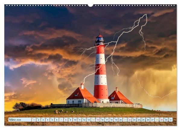 Produktbild: Leuchtturm Gewitter (Wandkalender 2026 DIN A2 quer), CALVENDO Monatskalender