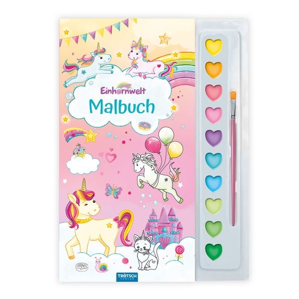 Produktbild: TR&Ouml;TSCH - Malbuch mit Tuschkasten Einhornwelt