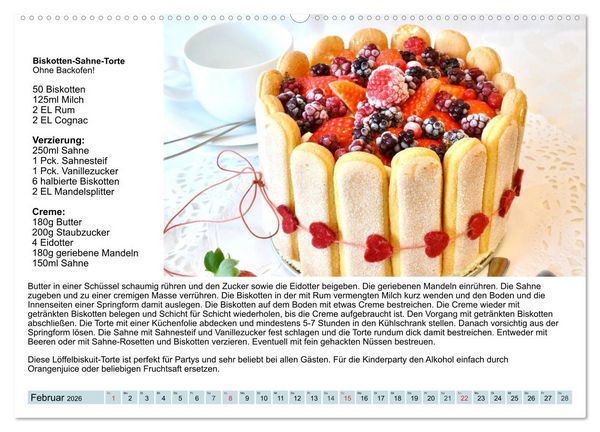 Produktbild: Exquisite Torten. K&ouml;stliche Rezepte f&uuml;r viele Anl&auml;sse (Wandkalender 2026 DIN A2 quer), CALVENDO Monatskalender