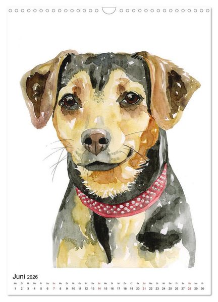 Produktbild: Hunde Portr&auml;ts in Aquarell (Wandkalender 2026 DIN A3 hoch), CALVENDO Monatskalender