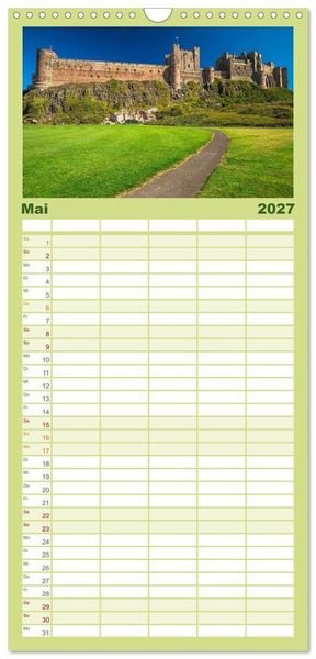 Produktbild: Familienplaner 2027 - Burgen und Schl&ouml;sser in England mit 5 Spalten (Wandkalender, 21 x 45 cm) CALVENDO