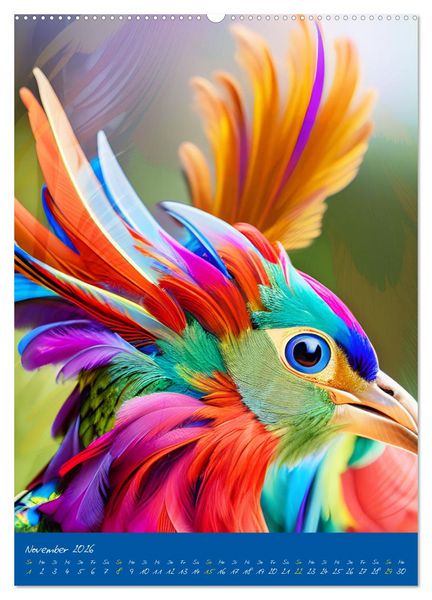 Produktbild: Exotische V&ouml;gel. Zauberhafte Vogelvielfalt mit KI (hochwertiger Premium Wandkalender 2026 DIN A2 hoch), Kunstdruck in Hochglanz